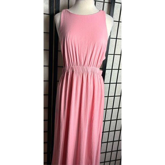 Francesca Mi Ami Backless Pink Open Back Blouson Summer Resort Bohemian Dress - Picture 3 of 9